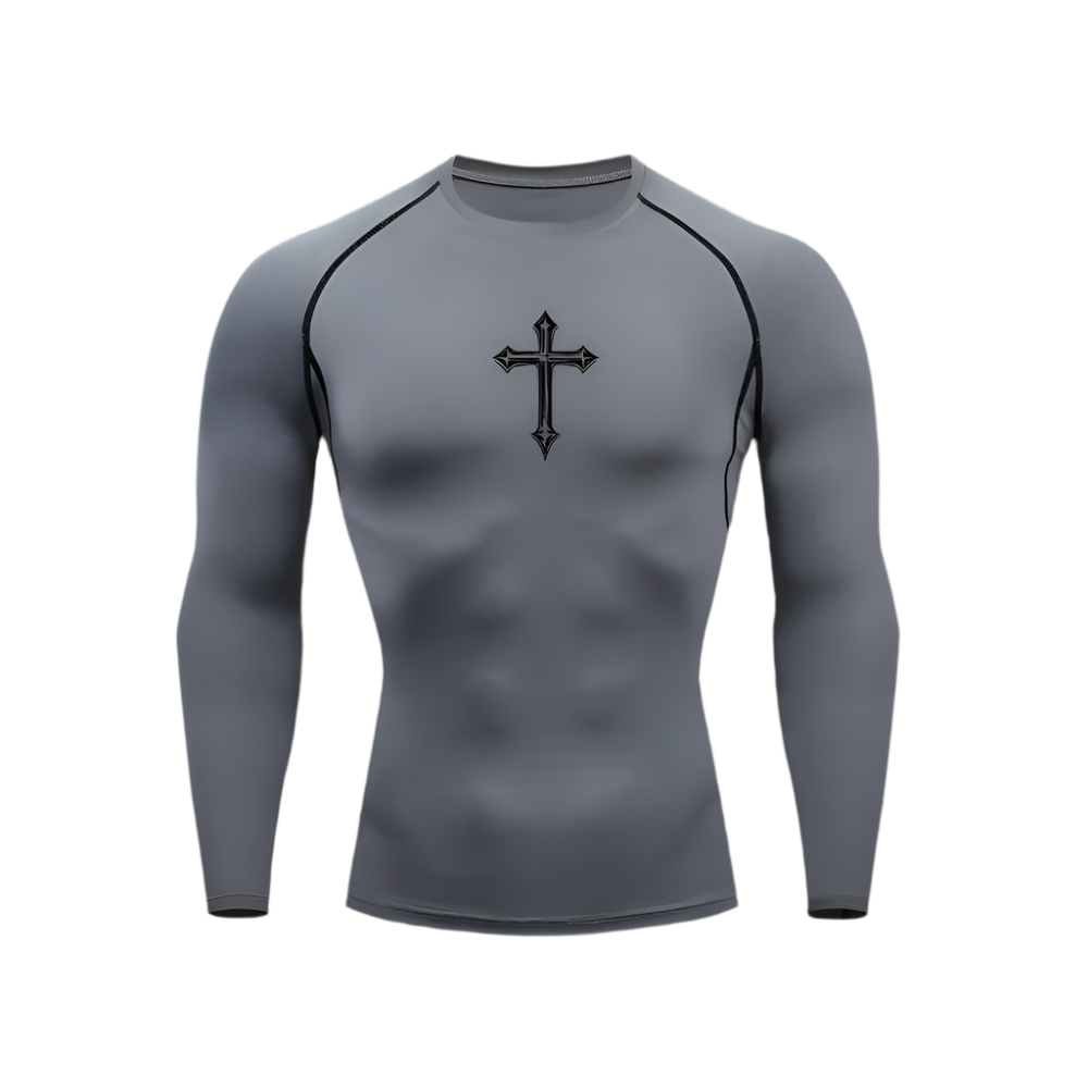 Cross Print Compression Shirt Longsleeve