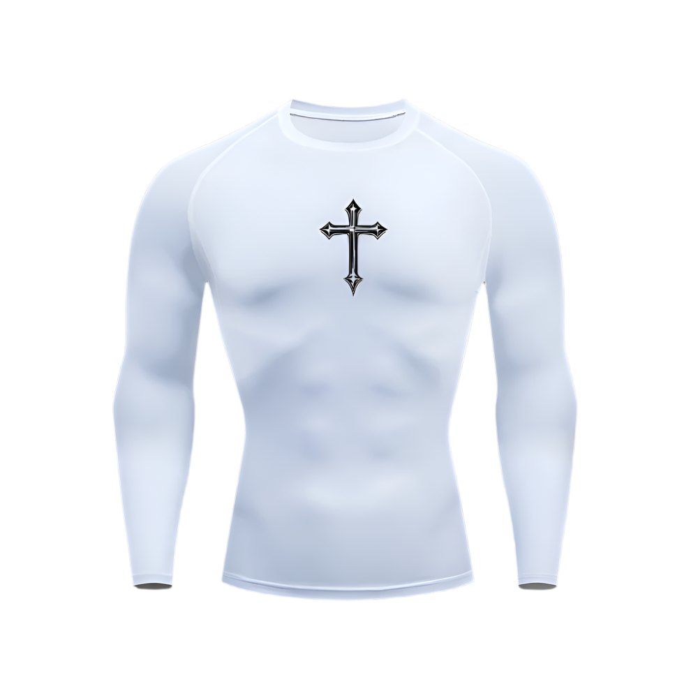 Cross Print Compression Shirt Longsleeve