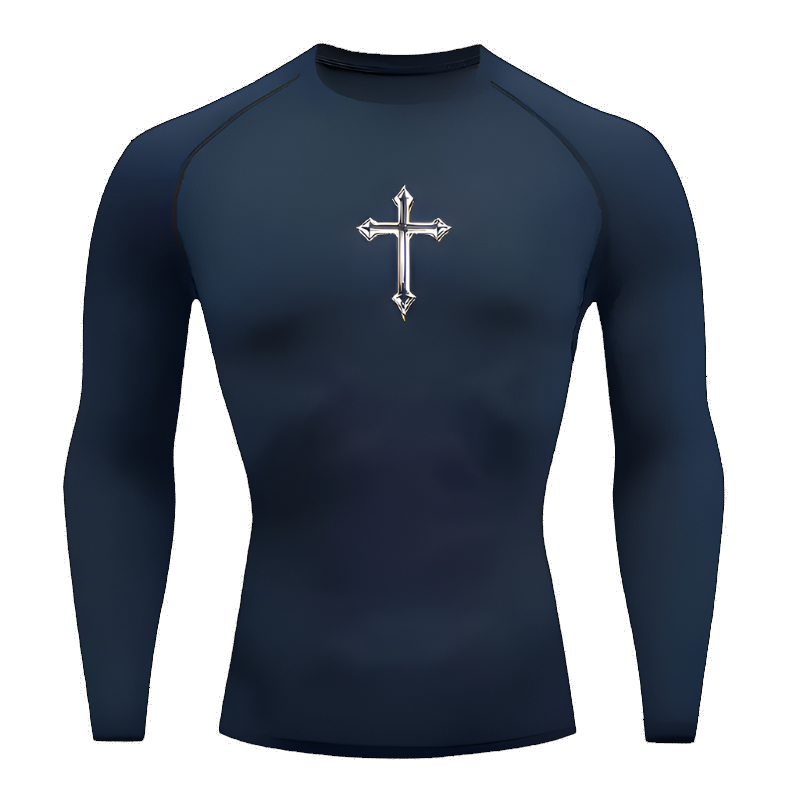 Cross Print Compression Shirt Longsleeve